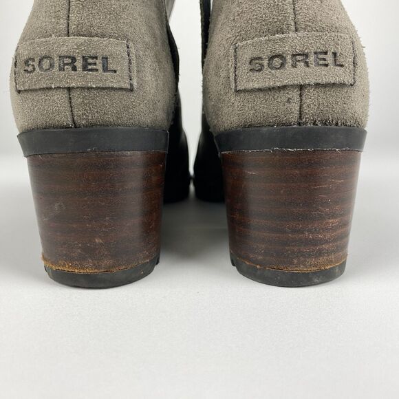 Sorel Cate Cut-Out Boot Womens 8.5 Waterproof Gray Leather Heel Bootie Grunge - Picture 10 of 13